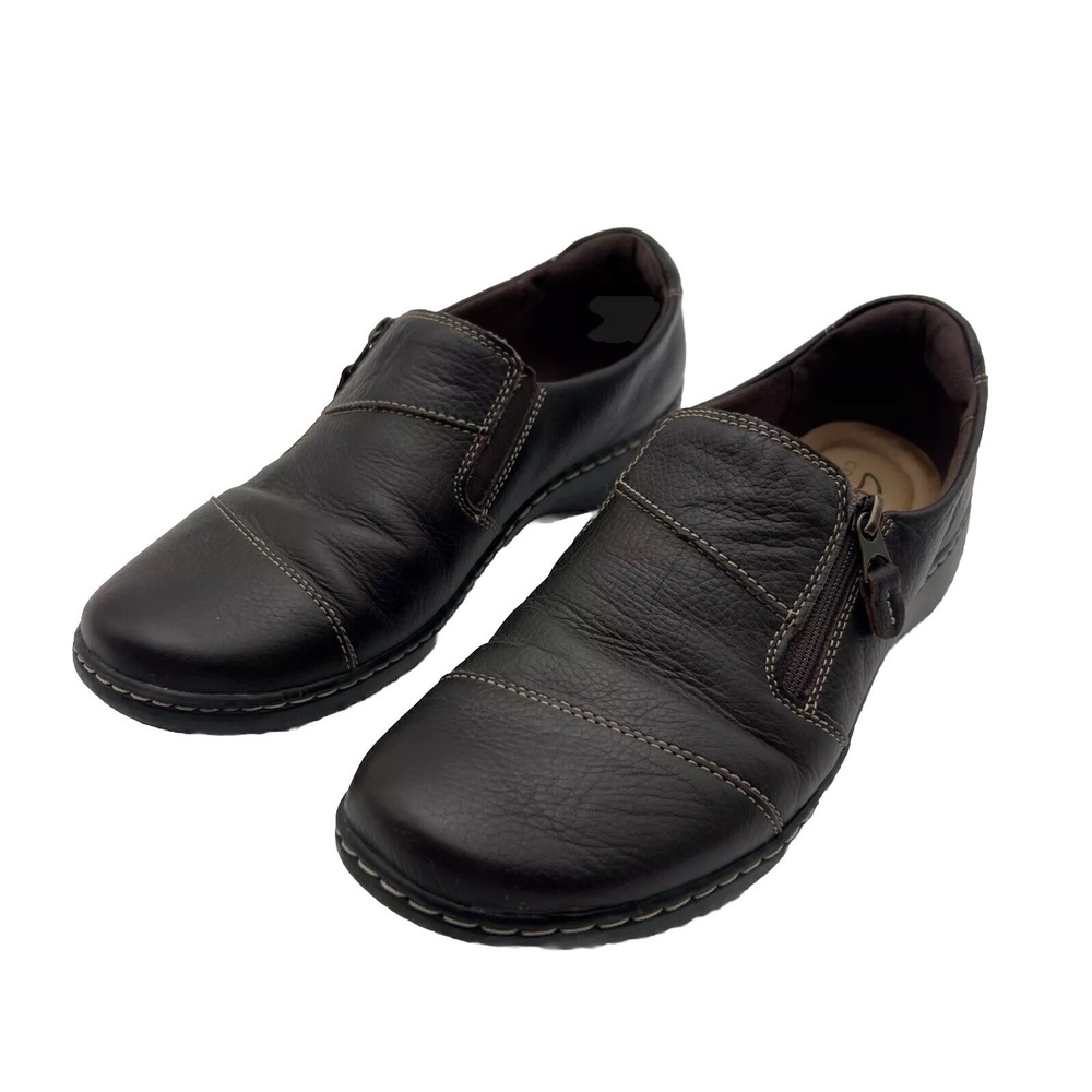 Clarks Collection Brown Slip On Women's Sz 8 1/2 Comfort Loafers
